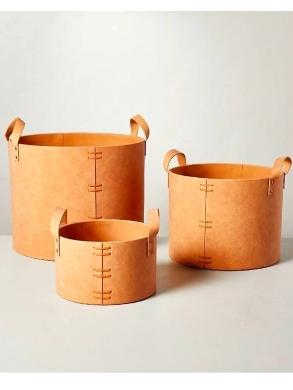 Large Faux Leather Storage Bin - Hearth & Hand with Magnolia NWT